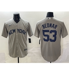 Men's New York Yankees #53 David Bednar Grey Stitched Baseball Jersey