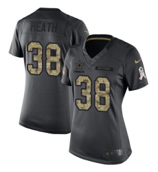 Women's Nike Dallas Cowboys #38 Jeff Heath Limited Black 2016 Salute to Service NFL Jersey
