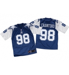 Men's Nike Dallas Cowboys #98 Tyrone Crawford Elite Navy/White Throwback NFL Jersey
