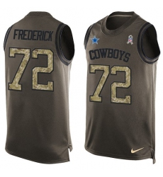 Men's Nike Dallas Cowboys #72 Travis Frederick Limited Green Salute to Service Tank Top NFL Jersey