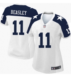 Women's Nike Dallas Cowboys #11 Cole Beasley Game White Throwback Alternate NFL Jersey