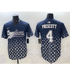 Men's Dallas Cowboys #4 Dak Prescott Navy Limited Stitched Baseball Jersey