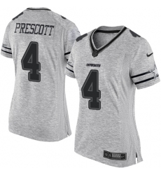 Women's Nike Dallas Cowboys #4 Dak Prescott Limited Gray Gridiron II NFL Jersey