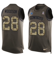 Men's Nike Dallas Cowboys #28 Darren Woodson Limited Green Salute to Service Tank Top NFL Jersey