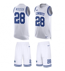 Men's Nike Dallas Cowboys #28 Darren Woodson Limited White Tank Top Suit NFL Jersey