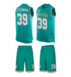 Men's Nike Miami Dolphins #39 Larry Csonka Limited Aqua Green Tank Top Suit NFL Jersey