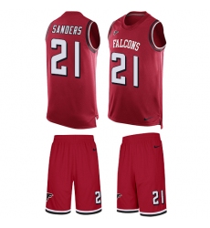 Men's Nike Atlanta Falcons #21 Deion Sanders Limited Red Tank Top Suit NFL Jersey