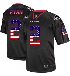 Men's Nike Atlanta Falcons #2 Matt Ryan Elite Black USA Flag Fashion NFL Jersey
