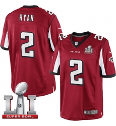 Youth Nike Atlanta Falcons #2 Matt Ryan Elite Red Team Color Super Bowl LI 51 NFL Jersey