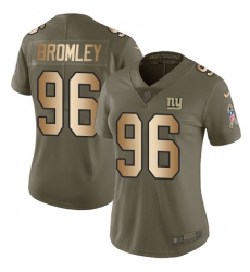 Women's Nike New York Giants #96 Jay Bromley Limited Olive/Gold 2017 Salute to Service NFL Jersey