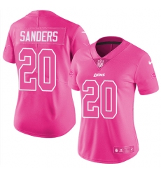 Women's Nike Detroit Lions #20 Barry Sanders Limited Pink Rush Fashion NFL Jersey
