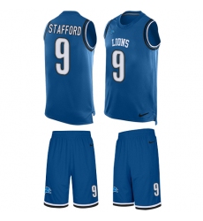 Men's Nike Detroit Lions #9 Matthew Stafford Limited Light Blue Tank Top Suit NFL Jersey
