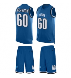 Men's Nike Detroit Lions #60 Graham Glasgow Limited Light Blue Tank Top Suit NFL Jersey
