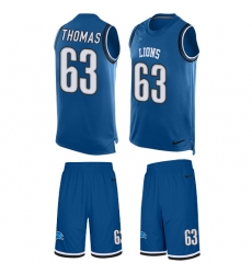 Men's Nike Detroit Lions #63 Brandon Thomas Limited Light Blue Tank Top Suit NFL Jersey
