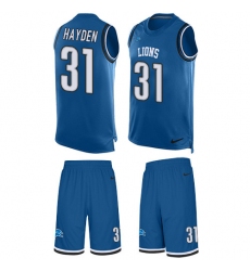 Men's Nike Detroit Lions #31 D.J. Hayden Limited Light Blue Tank Top Suit NFL Jersey