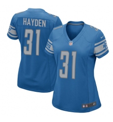 Women's Nike Detroit Lions #31 D.J. Hayden Game Light Blue Team Color NFL Jersey