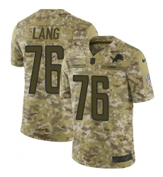 Men's Nike Detroit Lions #76 T.J. Lang Limited Camo 2018 Salute to Service NFL Jersey