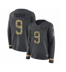 Women's Nike Baltimore Ravens #9 Justin Tucker Limited Black Salute to Service Therma Long Sleeve NFL Jersey Women's Nike Baltimore Ravens #9 Justin Tucker Limited Black Salute to Service Therma Long Sleeve NFL Jersey