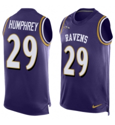 Men's Nike Baltimore Ravens #29 Marlon Humphrey Elite Purple Player Name & Number Tank Top NFL Jersey
