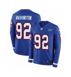 Men's Nike Buffalo Bills #92 Adolphus Washington Limited Royal Blue Therma Long Sleeve NFL Jersey