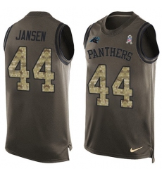 Men's Nike Carolina Panthers #44 J.J. Jansen Limited Green Salute to Service Tank Top NFL Jersey