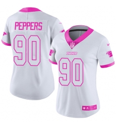 Women's Nike Carolina Panthers #90 Julius Peppers Limited White/Pink Rush Fashion NFL Jersey