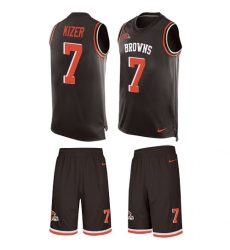 Men's Nike Cleveland Browns #7 DeShone Kizer Limited Brown Tank Top Suit NFL Jersey