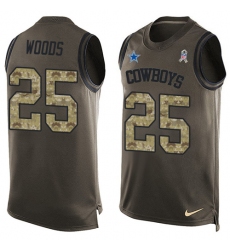 Men's Nike Dallas Cowboys #25 Xavier Woods Limited Green Salute to Service Tank Top NFL Jersey