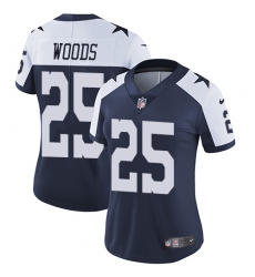 Women's Nike Dallas Cowboys #25 Xavier Woods Elite Navy Blue Throwback Alternate NFL Jersey
