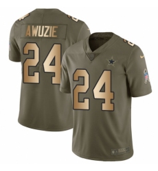 Men's Nike Dallas Cowboys #24 Chidobe Awuzie Limited Olive Gold 2017 Salute to Service NFL Jersey