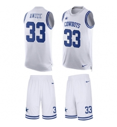 Men's Nike Dallas Cowboys #33 Chidobe Awuzie Limited White Tank Top Suit NFL Jersey