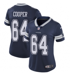 Women's Nike Dallas Cowboys #64 Jonathan Cooper Elite Navy Blue Team Color NFL Jersey