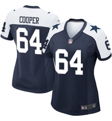 Women's Nike Dallas Cowboys #64 Jonathan Cooper Game Navy Blue Throwback Alternate NFL Jersey