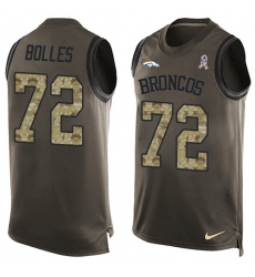 Men's Nike Denver Broncos #72 Garett Bolles Limited Green Salute to Service Tank Top NFL Jersey