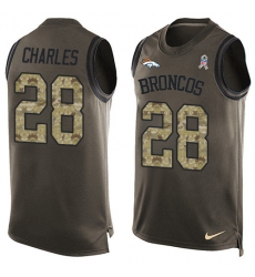 Men's Nike Denver Broncos #28 Jamaal Charles Limited Green Salute to Service Tank Top NFL Jersey