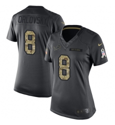 Women's Nike Detroit Lions #8 Dan Orlovsky Limited Black 2016 Salute to Service NFL Jersey