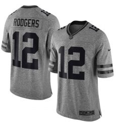 Men's Nike Green Bay Packers #12 Aaron Rodgers Limited Gray Gridiron NFL Jersey