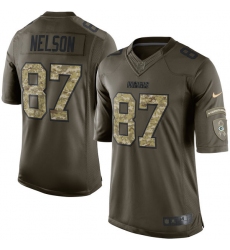 Men's Nike Green Bay Packers #87 Jordy Nelson Elite Green Salute to Service NFL Jersey
