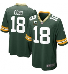 Youth Nike Green Bay Packers #18 Randall Cobb Elite Green Team Color C Patch NFL Jersey