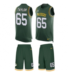Men's Nike Green Bay Packers #65 Lane Taylor Limited Green Tank Top Suit NFL Jersey