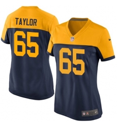 Women's Nike Green Bay Packers #65 Lane Taylor Elite Navy Blue Alternate NFL Jersey