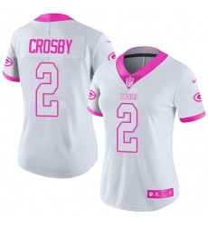 Women's Nike Green Bay Packers #2 Mason Crosby Limited White/Pink Rush Fashion NFL Jersey