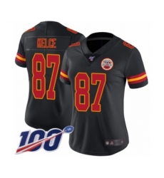 Women's Nike Kansas City Chiefs #87 Travis Kelce Limited Black Rush Vapor Untouchable 100th Season NFL Jersey