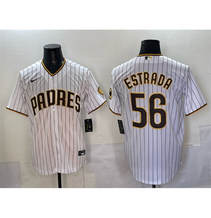 Men's San Diego Padres #56 Jeremiah Estrada White Cool Base Stitched Baseball Jersey