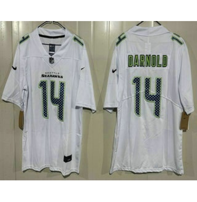Men's Seattle Seahawks #14 Sam Darnold Limited White Fashion Vapor Jersey