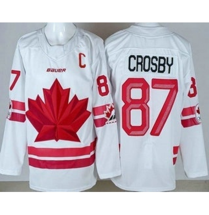 Youth Canada #87 Sidney Crosby White 2026 Olympics Authentic Jersey