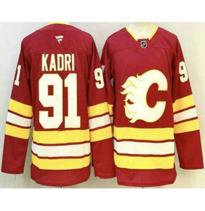 Men's Calgary Flames #91 Nazem Kadri Red Authentic Jersey
