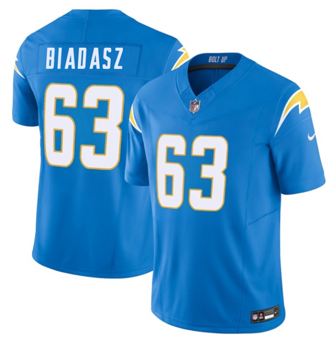 Men's Los Angeles Chargers #63 Tyler Biadasz Blue 2026 F.U.S.E. Vapor Limited Stitched Football Jersey