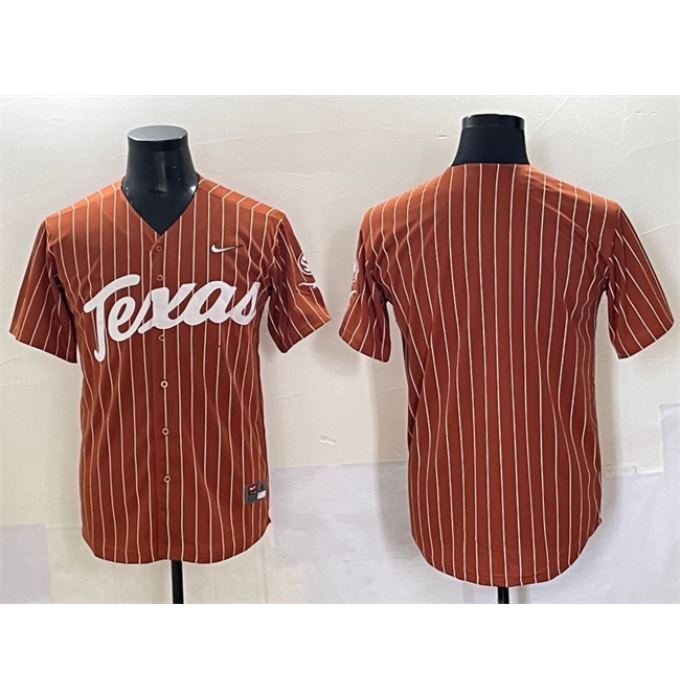 Men's Texas Longhorns Blank Orange Pinstripe SEC Patch Stitched Jersey