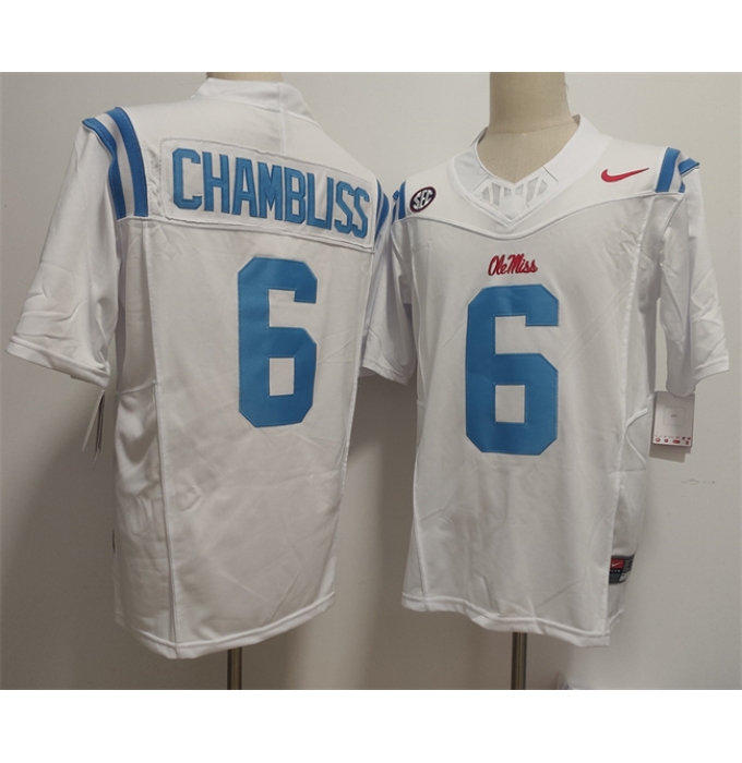 Men's Ole Miss Rebels #6 Trinidad Chambliss White 2025 F.U.S.E. Stitched jersey